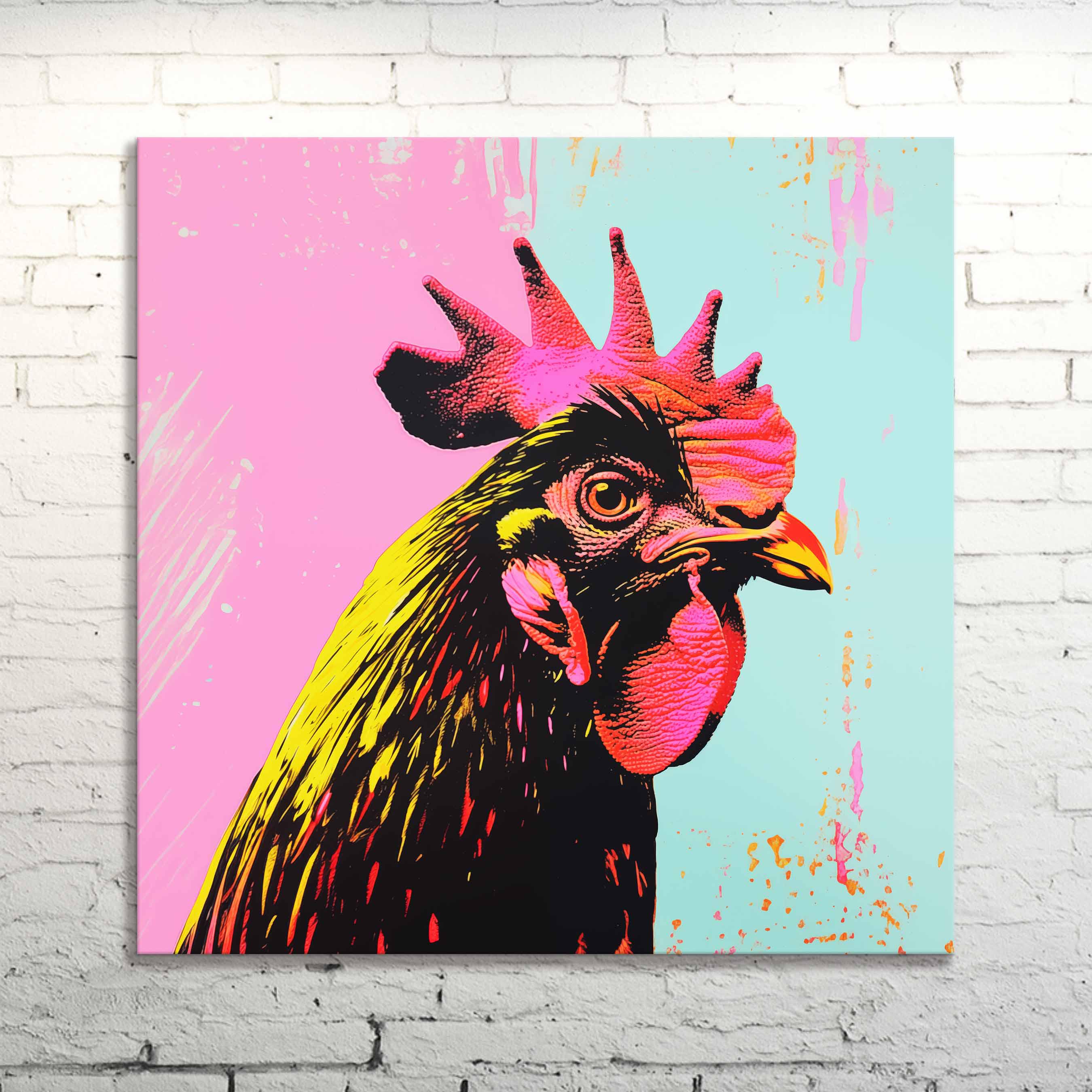 Pop Art Rooster Canvas Print: Funky Farmhouse Kitchen Decor