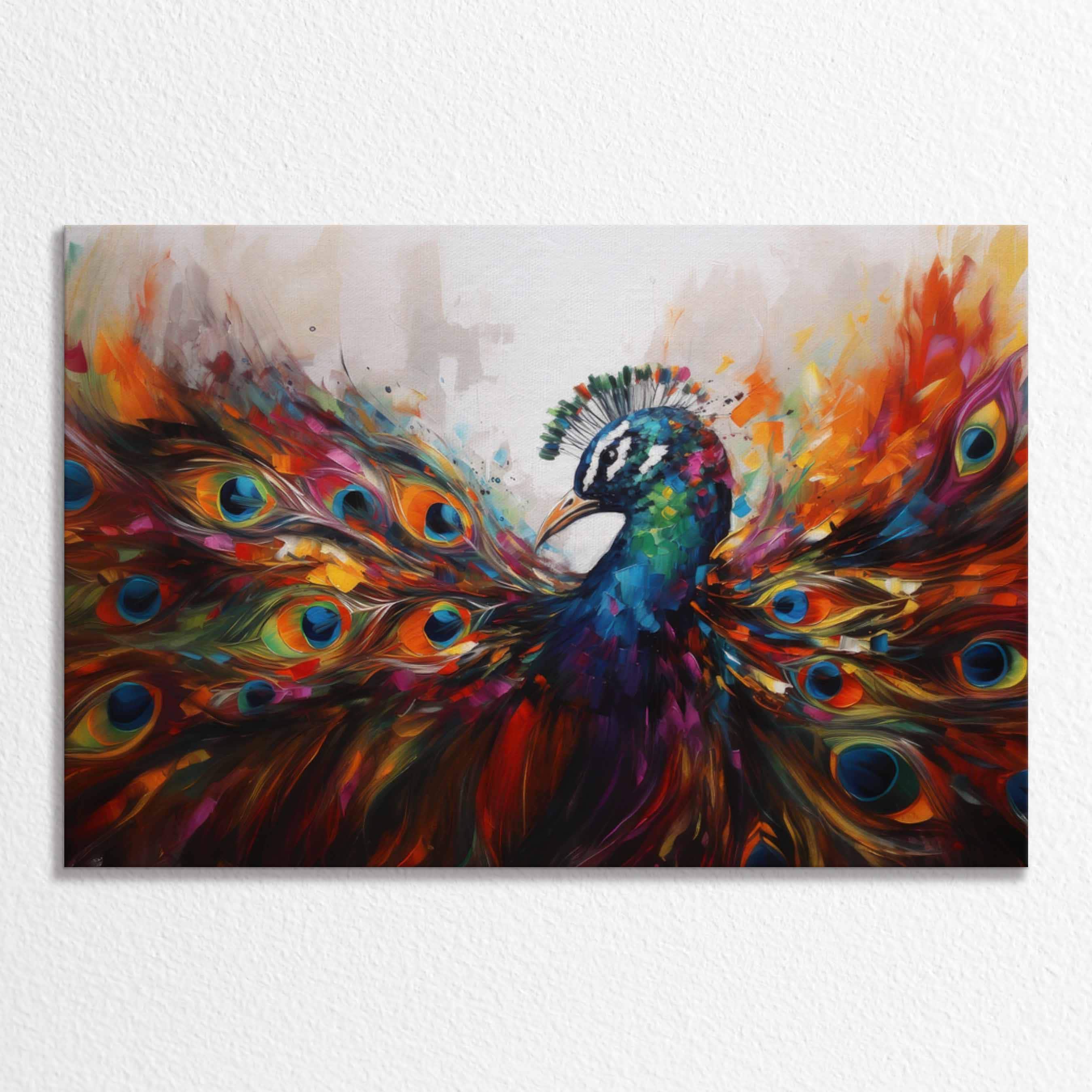 Vibrant Peacock Canvas Art: Wildlife Statement Decor