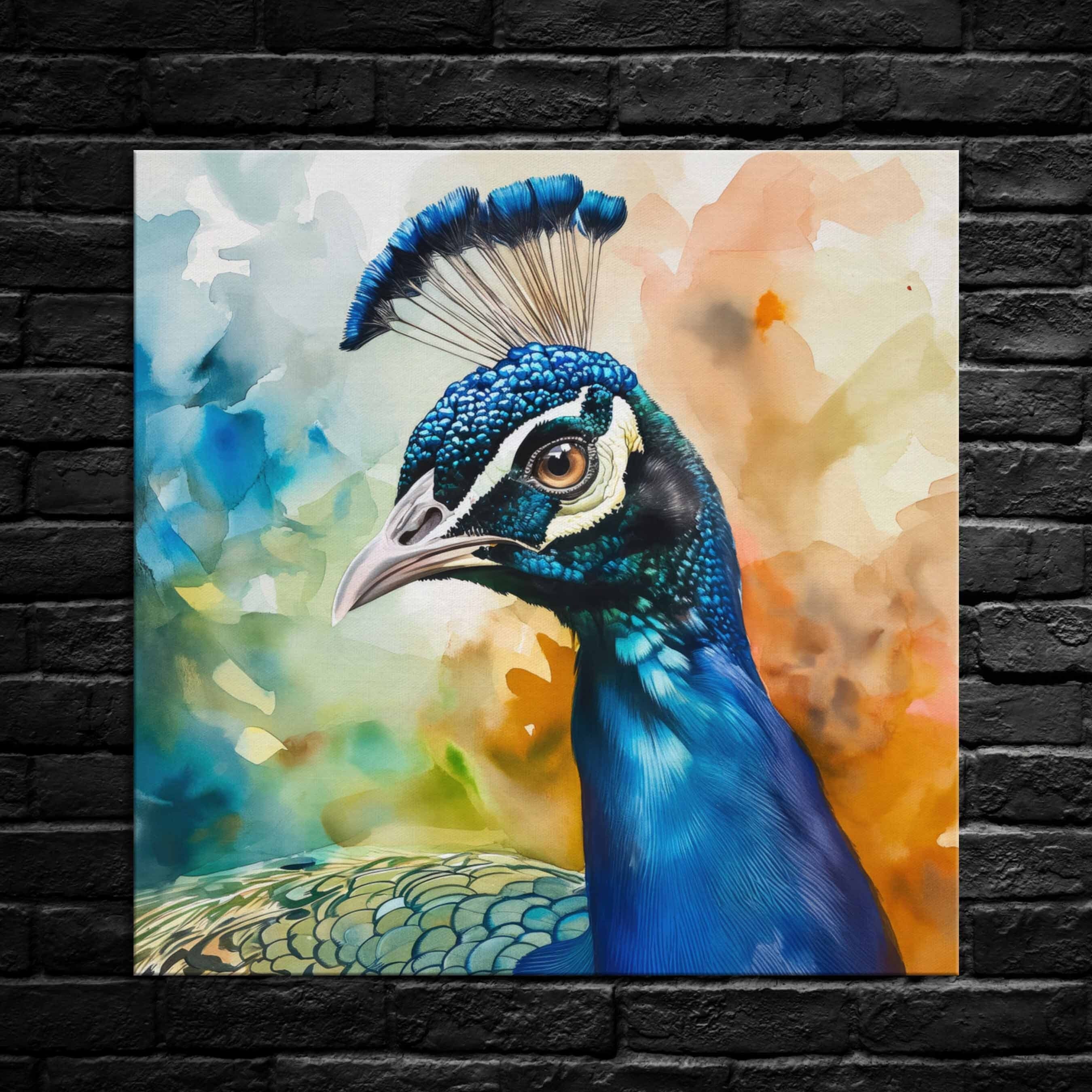 Watercolor Peacock Canvas Art: Vibrant Boho Chic Wall Decor