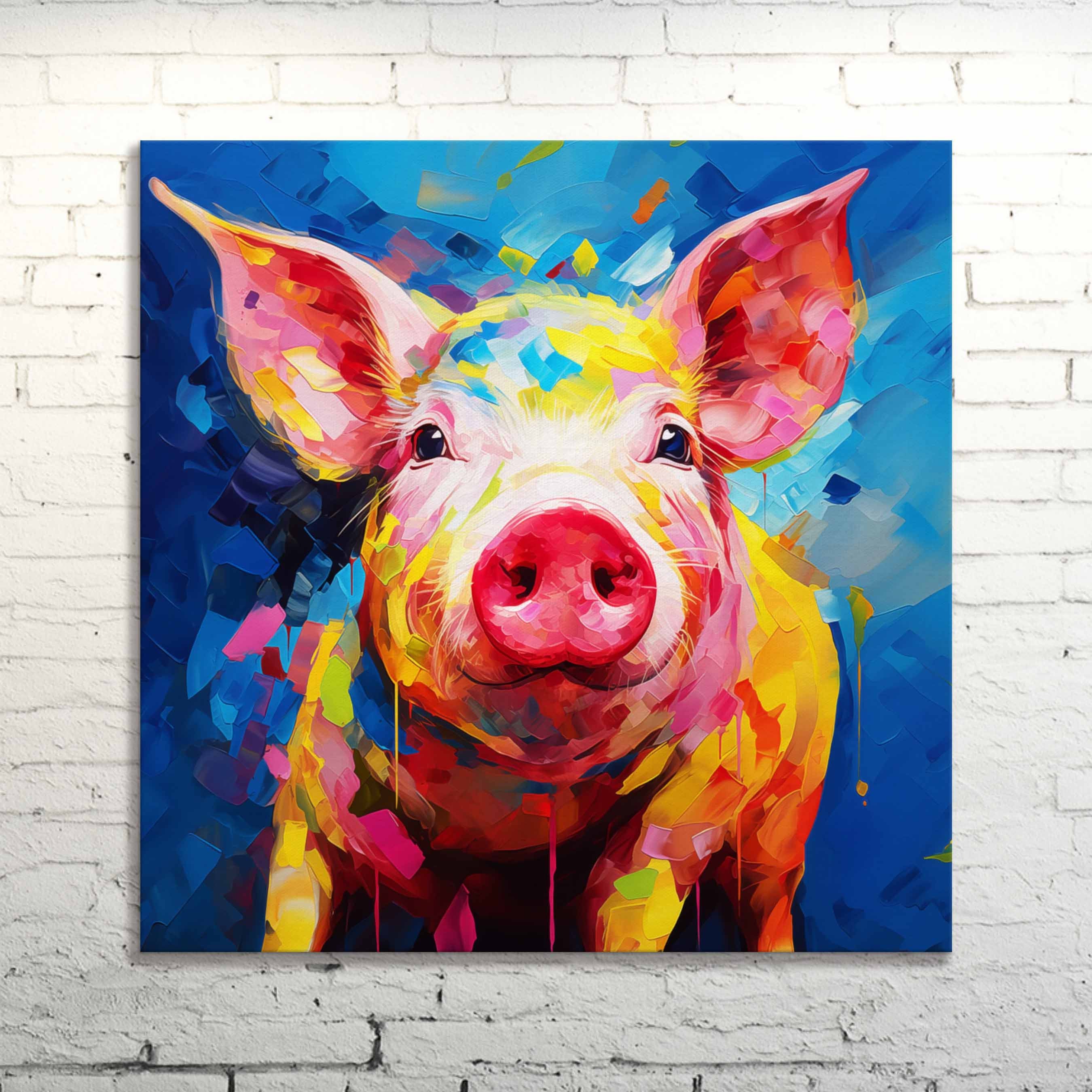Abstract Pig Canvas Print: Modern Farmhouse Kitchen Art