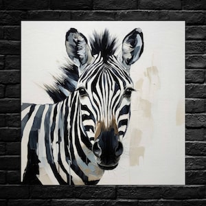 Zebra Portrait Canvas Print: Abstract Black & White Animal Wall Art