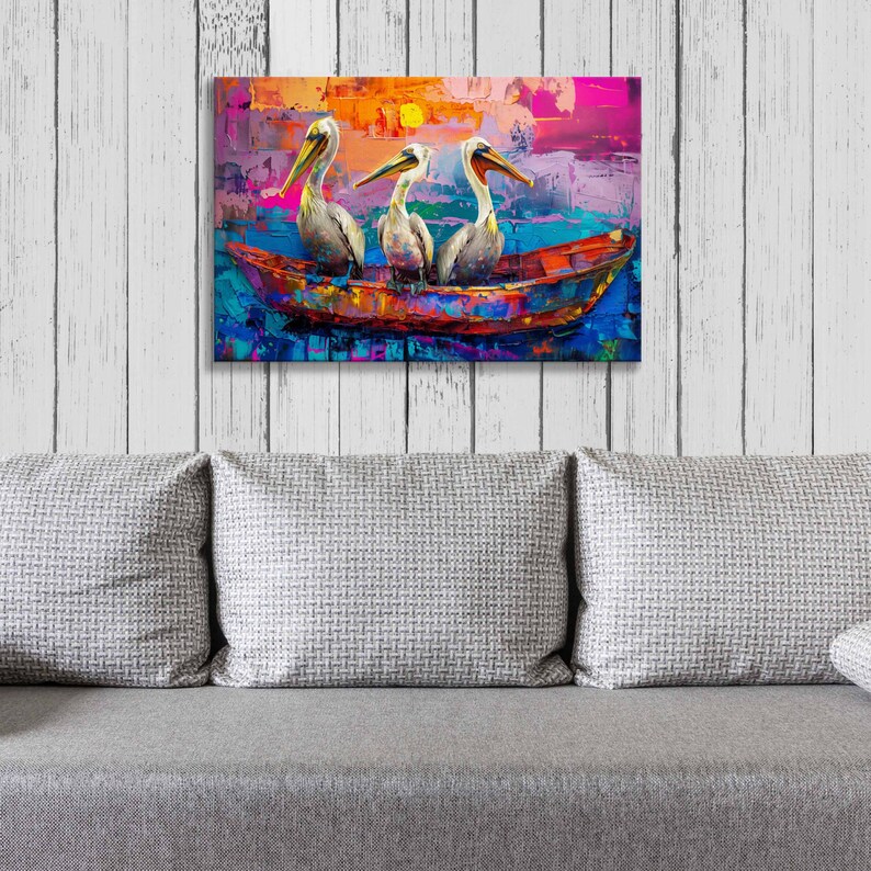 Colorful Pelican Canvas Print: Abstract Coastal Bird Art - Etsy