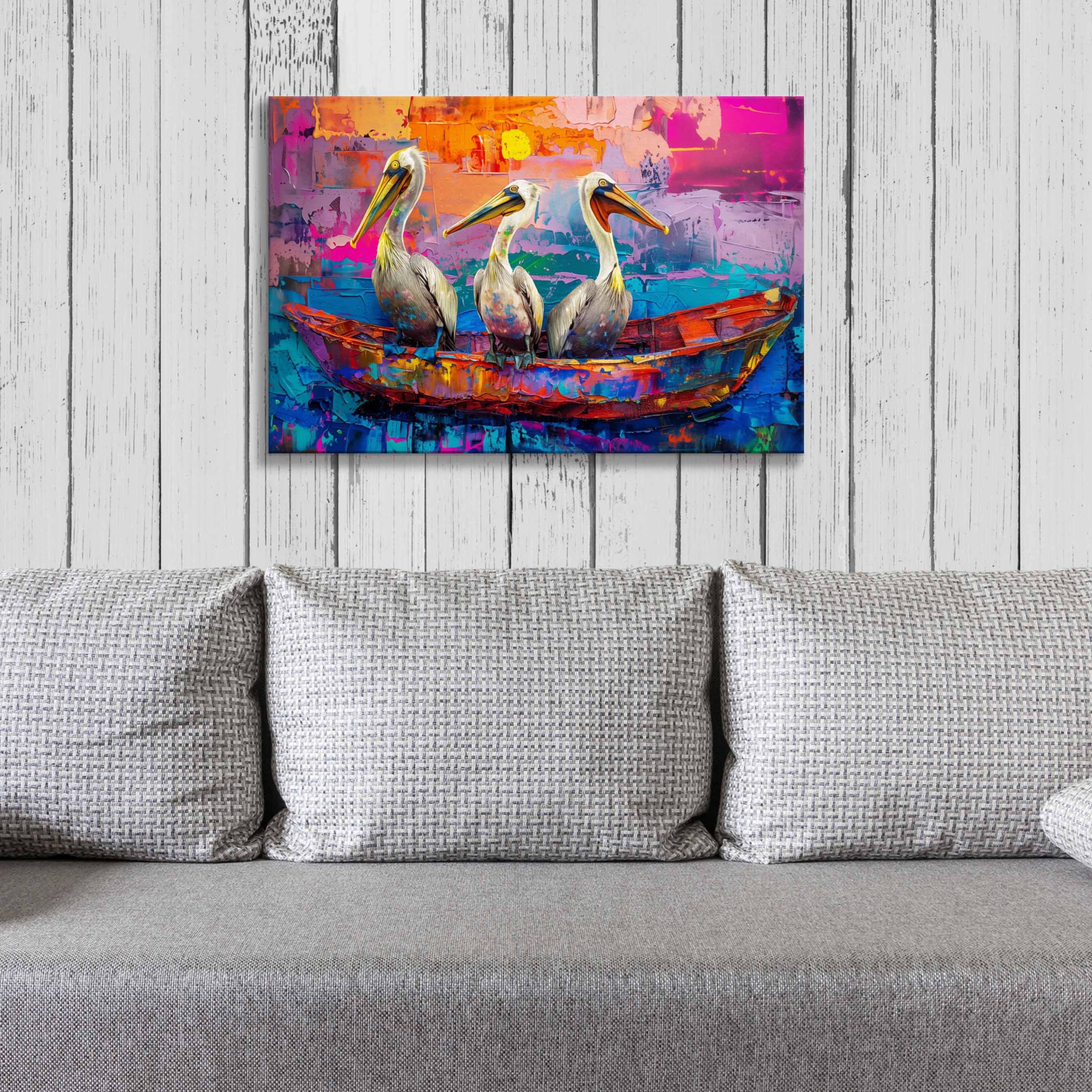 Colorful Pelican Canvas Print: Abstract Coastal Bird Art - Etsy