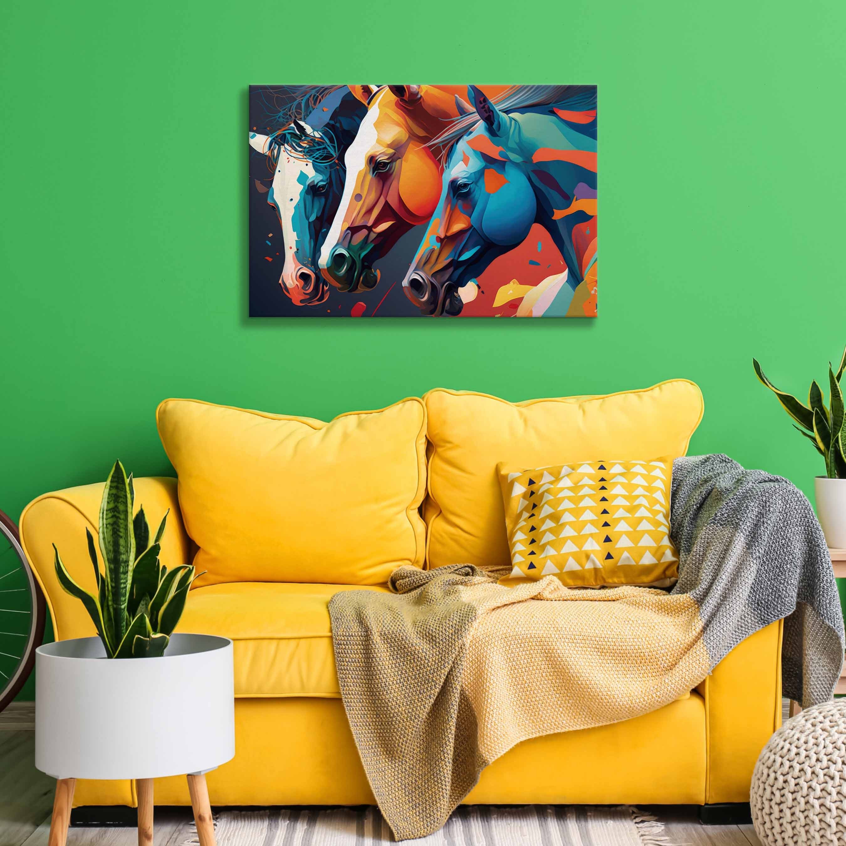 Colorful Abstract Horse Canvas Print: Modern Equestrian Wall Art - Etsy