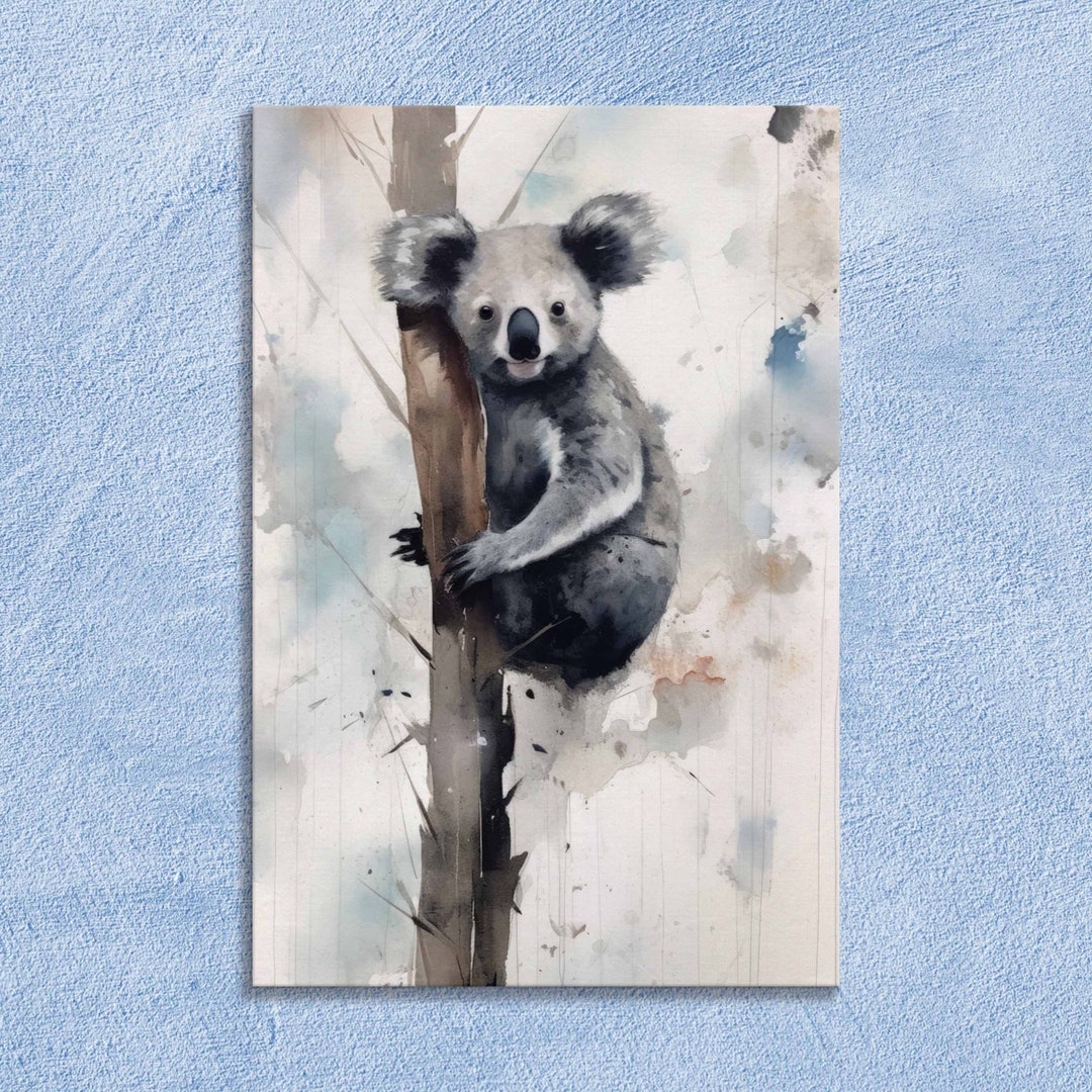 Serene Koala Canvas Art Abstract Minimalist Watercolor Etsy