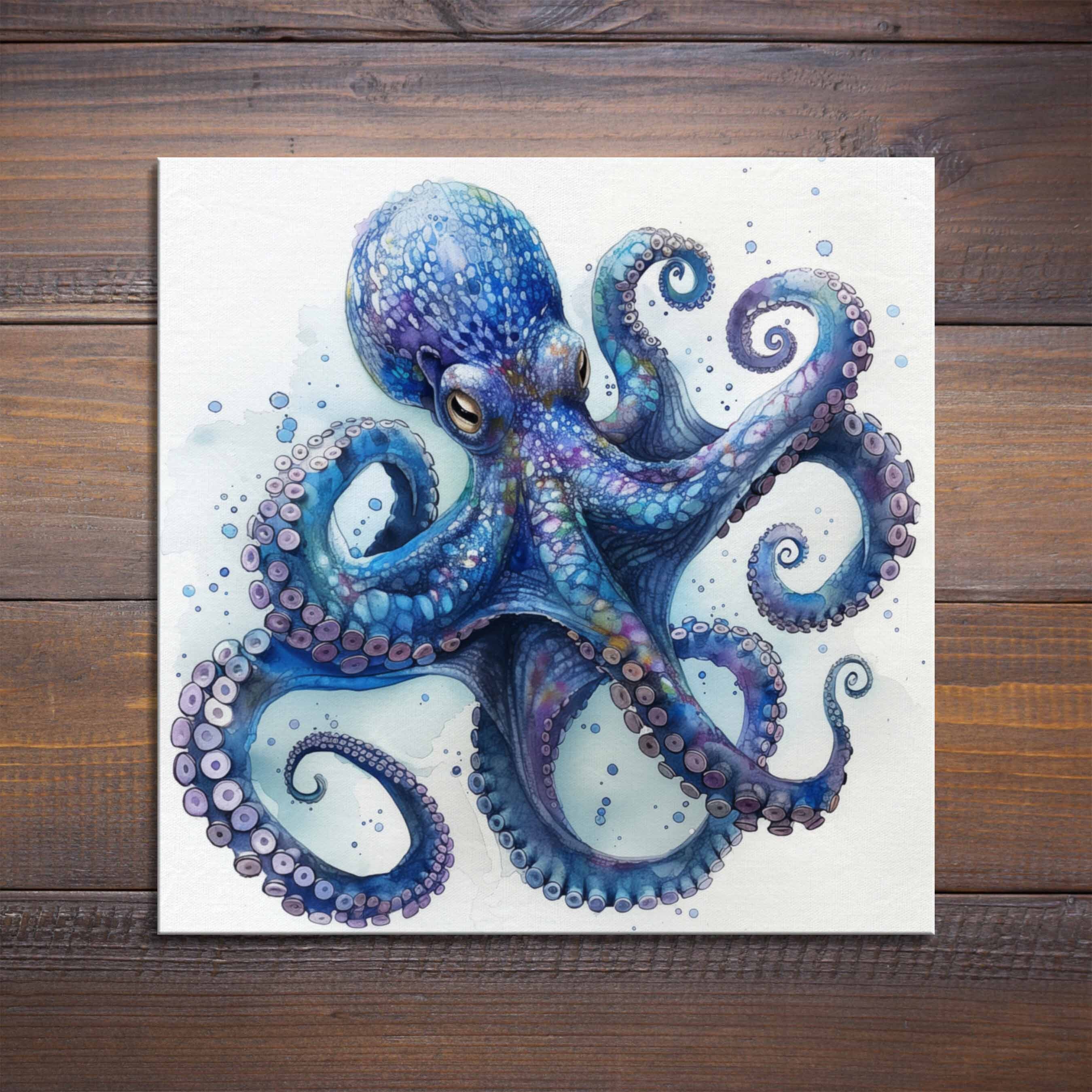 Octopus Canvas Print: Nautical Watercolor Sea Animal Art