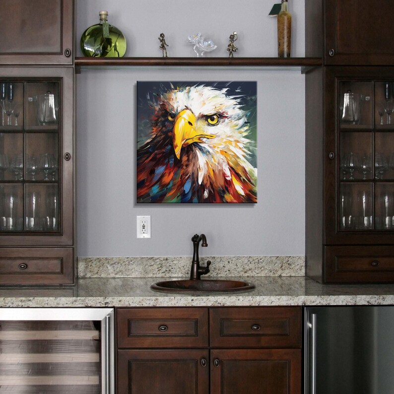Bold Bald Eagle Canvas Art, Colorful Oil Painting Style - Etsy