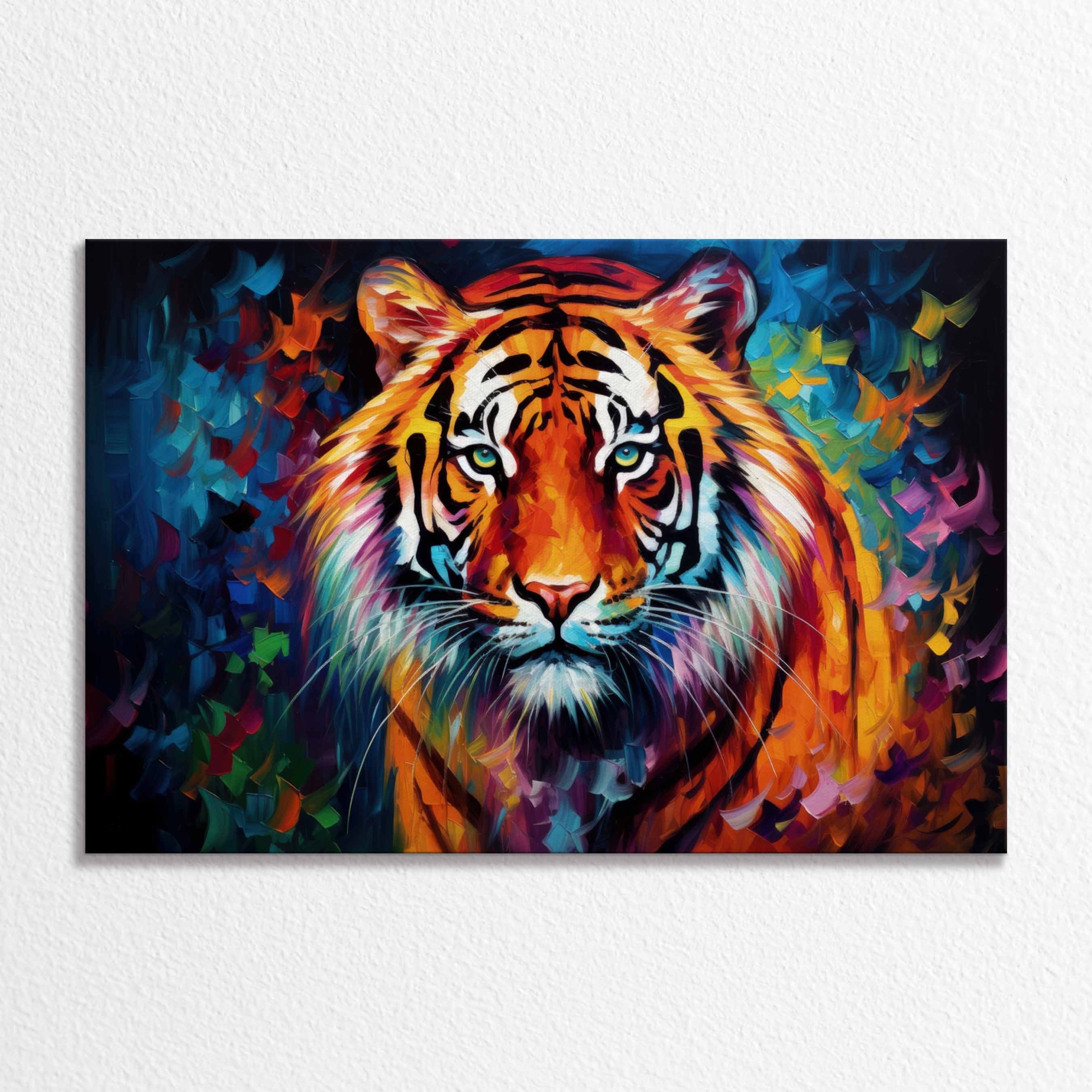 Majestic Tiger Canvas Art, Abstract Wildlife, Colorful Decor