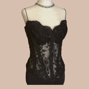 Vintage Find! Vicky Tiel Couture Black Embellished Bustier Bodice Corset Knee Length Cocktail Formal Dress Immaculate Condition Women’s 8