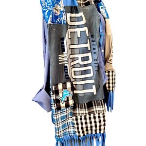 Detroit Lions Patchwork T-Shirt Scarf: Upcycled Motor City Design