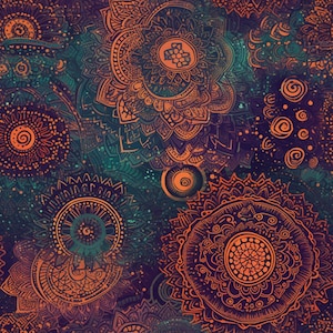 Beaux mandalas cosmiques, motif harmonieux, usage commercial, vibrant, papier d'emballage, papier peint, emballage cadeau, papier de scrapbooking, cosmique, boho