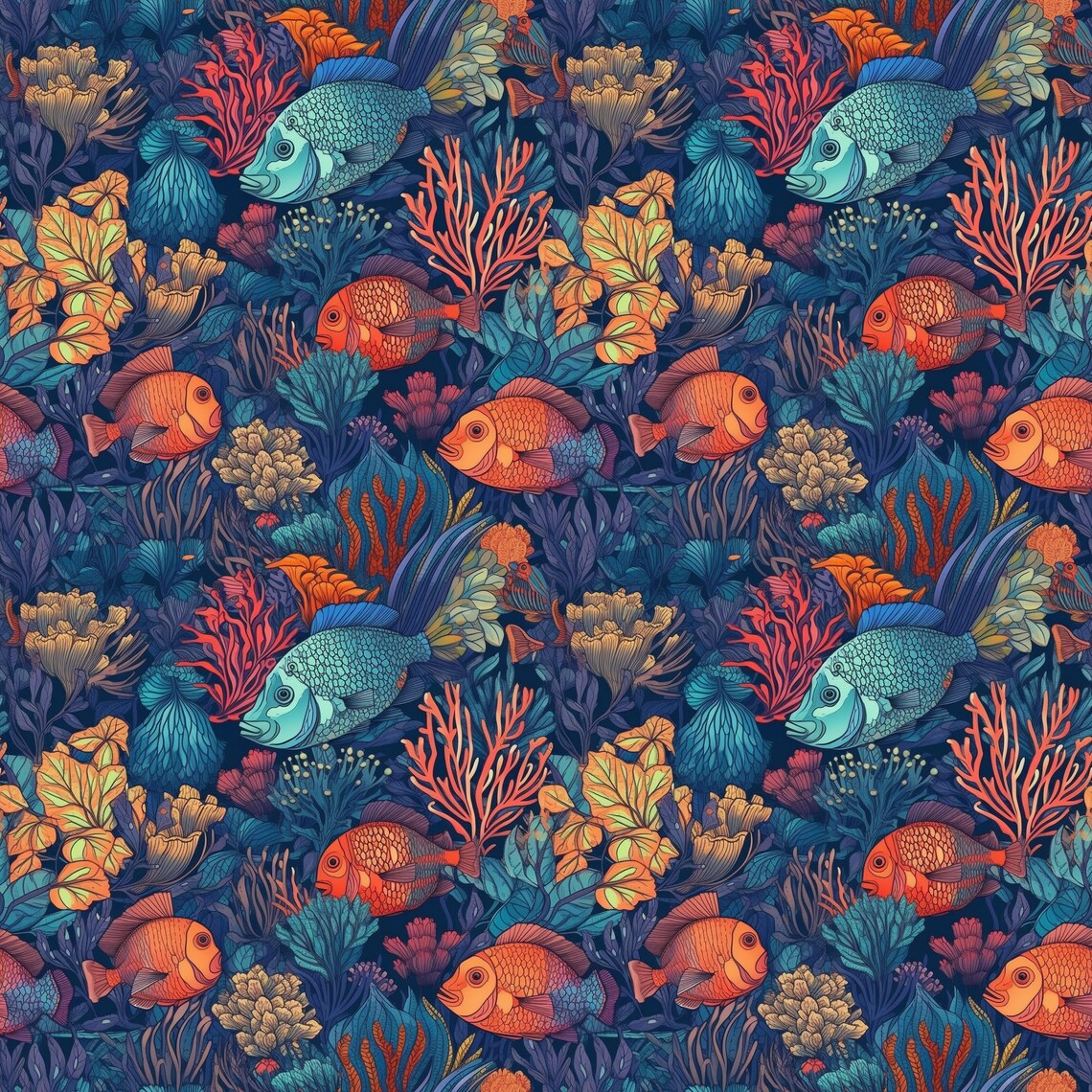 Tropical Reef Fish Seamless Pattern Digital Download - Etsy