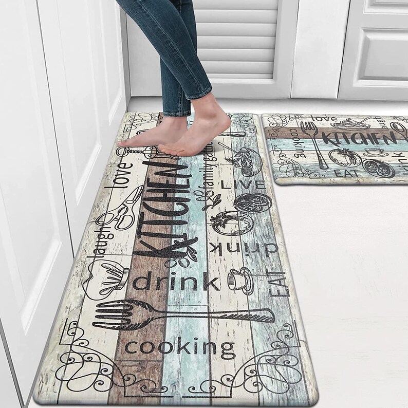Anti Fatigue Kitchen Rug Set With Runner Non Slip Floor Mat Thick