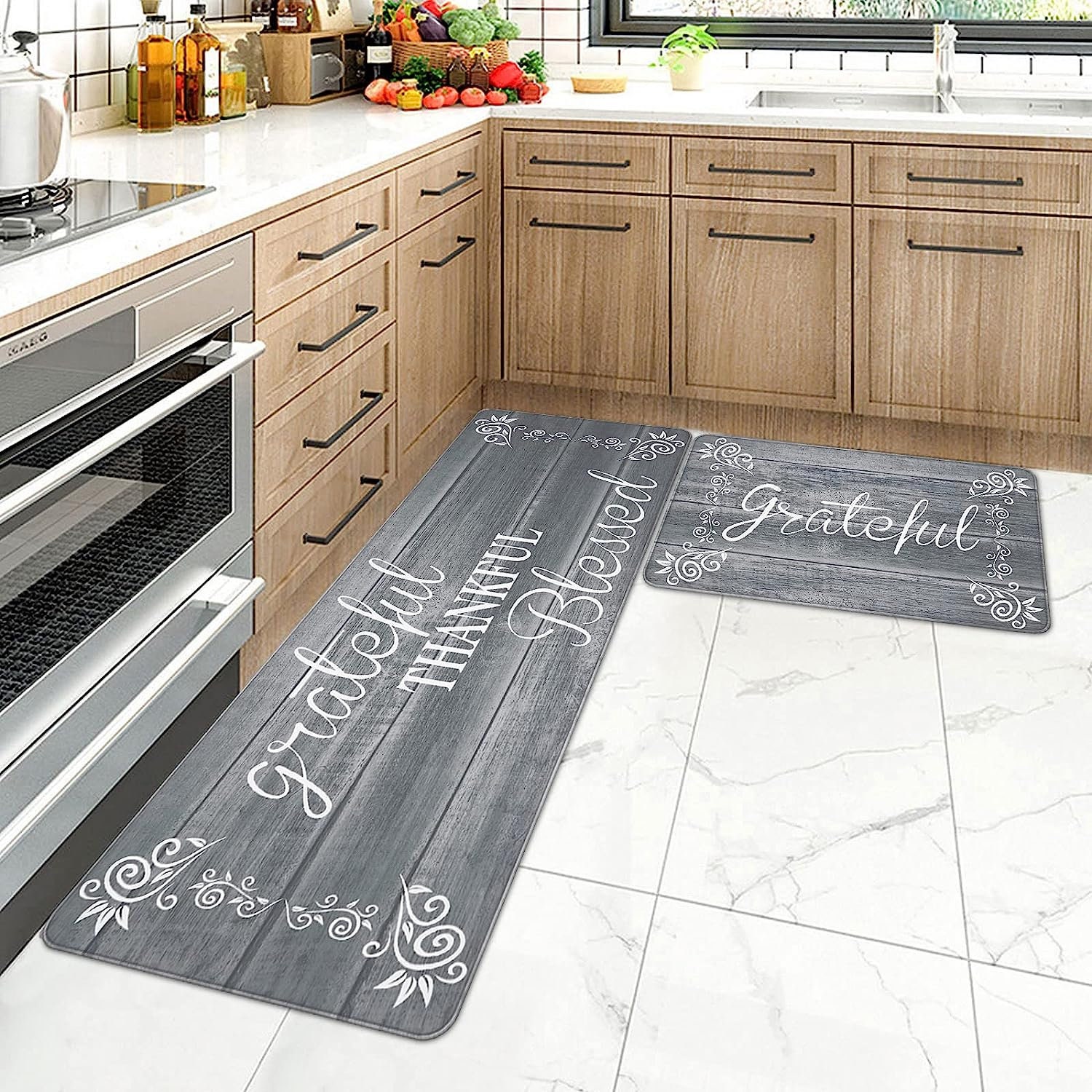 Fancy Kitchen Floor Mat, Thick Waterproof Non-Slip Kitchen Mats and Rugs  Anti-Oil Easy Clean Comfort Rug for Kitchen, Floor, Office, Sink, Laundry