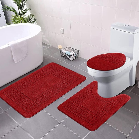 U Shaped Bathroom Rugs Contour Non-slip Toilet Mat Absorbent Cozy