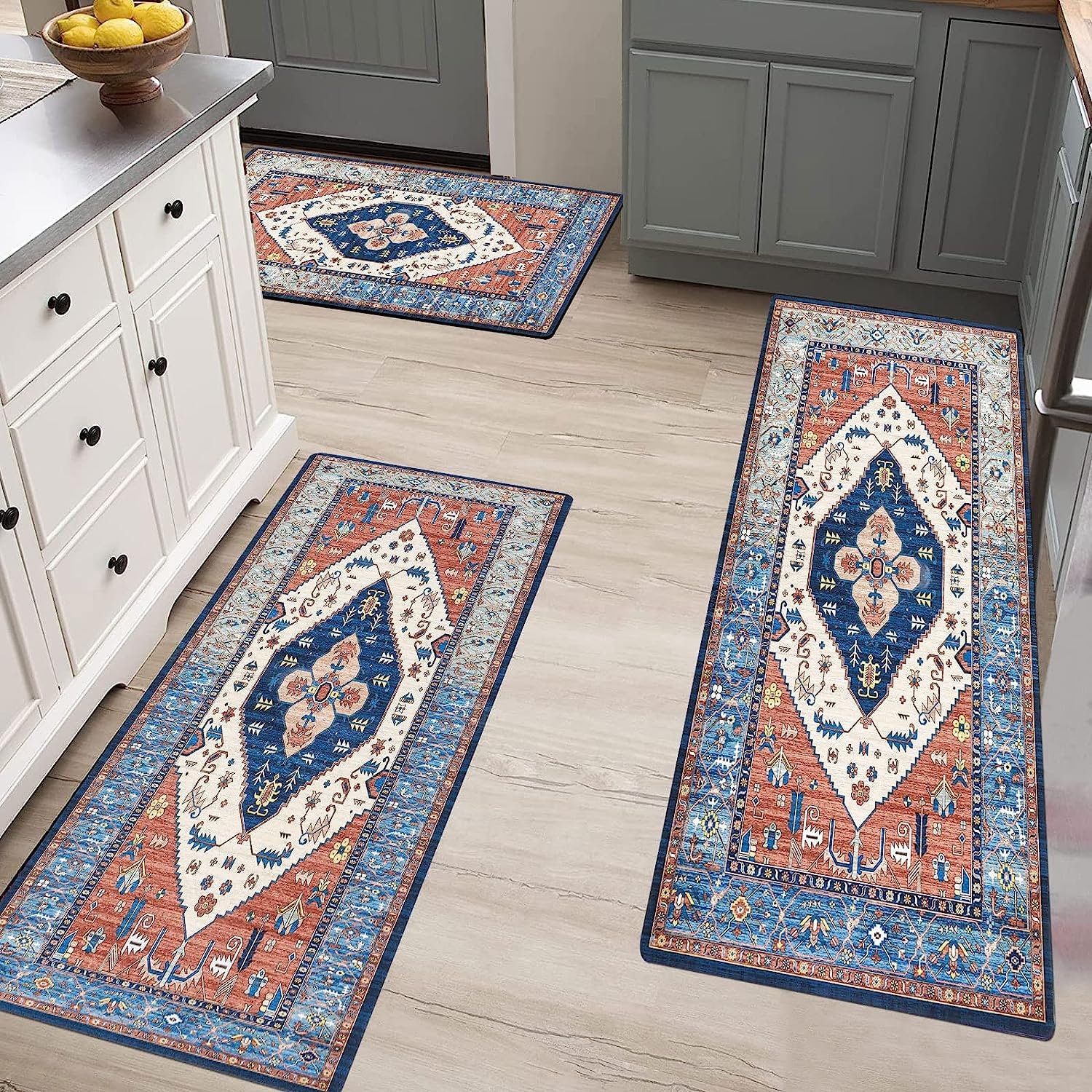 Kitchen Rugs and Mats Washable [2 PCS],Non-Skid Natural Rubber