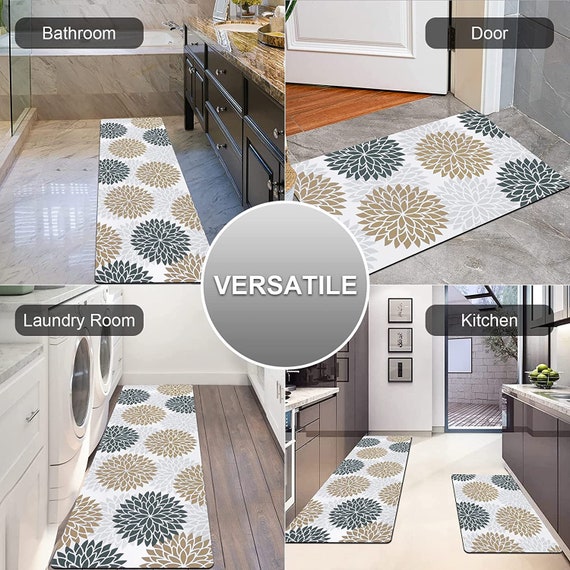 Teal Kitchen Rugs and Mats Non Skid Washable, Non-Slip Backing Kitchen Mat  Set of 2 for Floor Kitchen Runner Rug Sets for Kitchen Dining