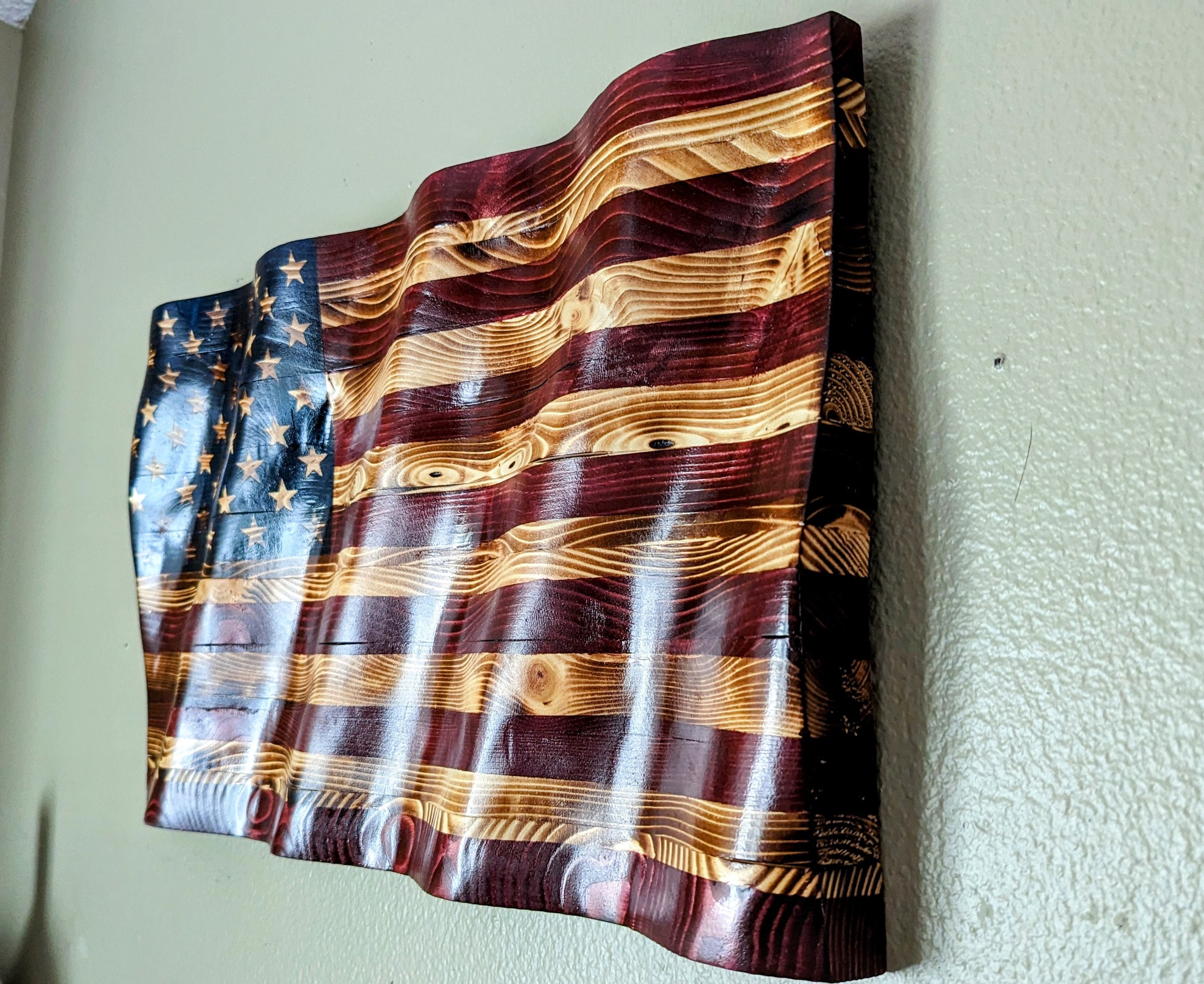 Wooden Wavy US Flag Etsy Wooden Wavy US Flag Etsy