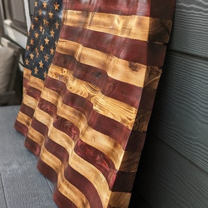 Wavy Wooden US flag