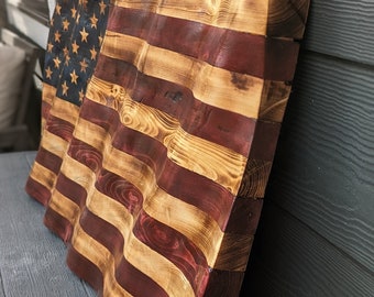 Wavy Wooden US flag