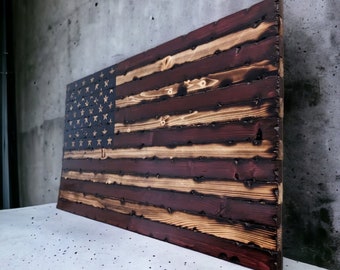 Rustic Wooden US Flag