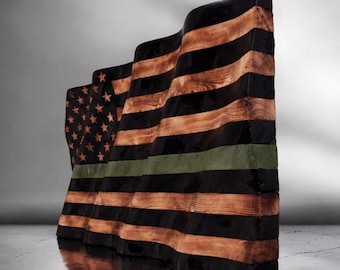 Wavy Wood military Support Flag