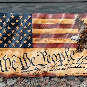 Wavy Wood we the people, Eagle Flag