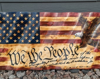 Wavy Wood we the people, Eagle Flag