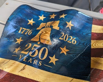 Wavy wooden US flag (250 year Anniversary edition)
