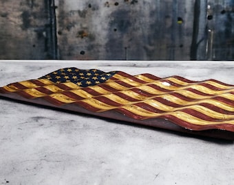 Wavy wooden US flag