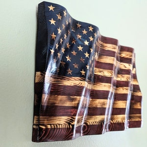 Wooden Wavy US Flag