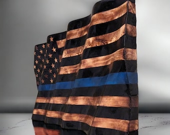 Wavy Wood Police Support Flag (Outdoor Finish)