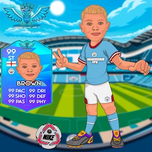Cartoon football portrait / Custom Cartoon football FIFA walkout / Cartoon Logo / Sports Logo / Creation / fifa card