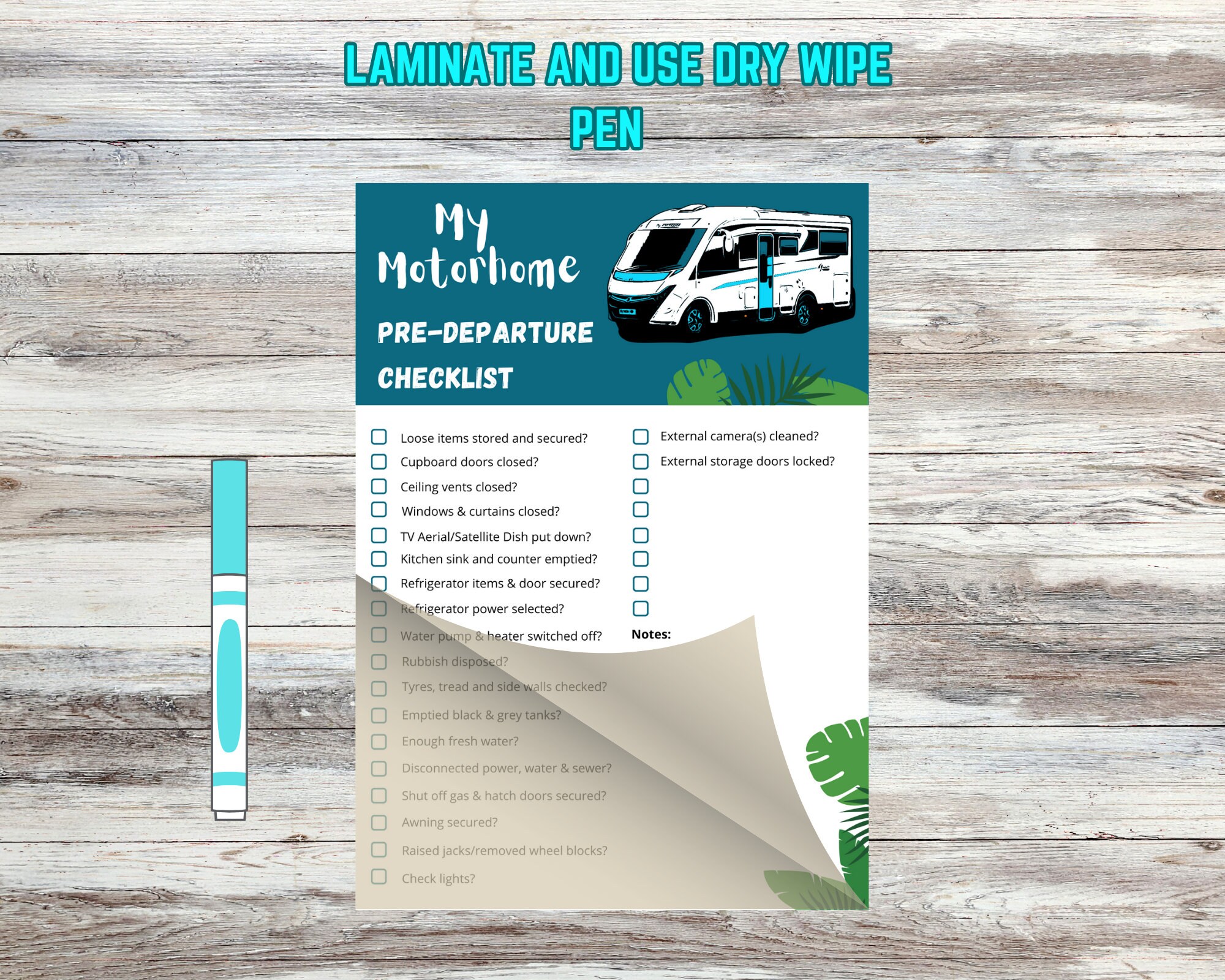 Motorhome Essential Checklists Bundle Predeparture Accessories Trip