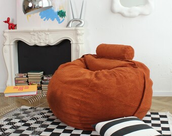 Poltrona moderna, poltrona a sacco, pouf ottomano, seduta marocchina da terra, cuscini da pavimento, arredamento per la camera da letto, regalo di Natale per lei