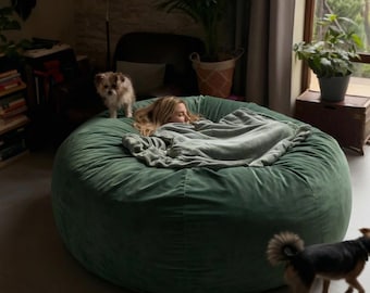 Puf otomano verde, puf marroquí grande, asiento de suelo sin marco, sillón decorativo para dormitorio