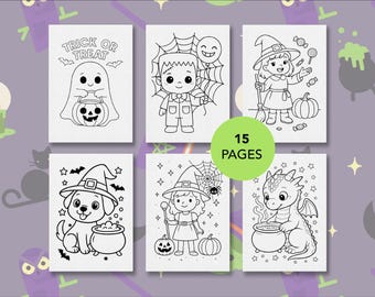 Kids Halloween Colouring Pages – Printable Activity Pack of 15, Fun Halloween Colouring Sheets for Kids, Pumpkin, Ghosts, Pumpkins, Wizards