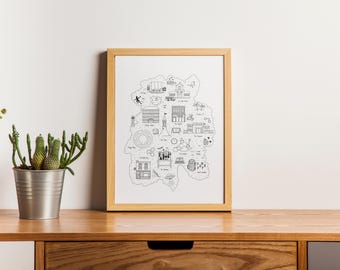 Taylor Swift Art Print - Doodle Map - The Tortured Poets Department Map - Fantasy Map - Art Print - Taylor Swift Wall Print Map - Digital