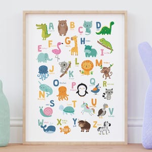 Alphabet Wall Art Print, Colourful ABC Poster for Kids, Educational Nursery Decor, Toddler Room Playroom Print, Preschool Learning Chart
