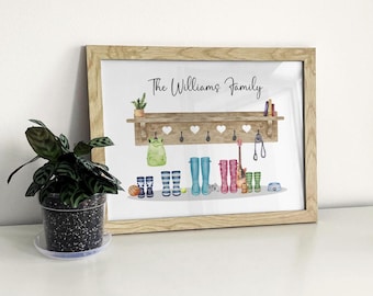 Personalised Family Welly Boot Print - Custom Family Illustration | Family Wall Art Gift | Home Decor A4 A5
