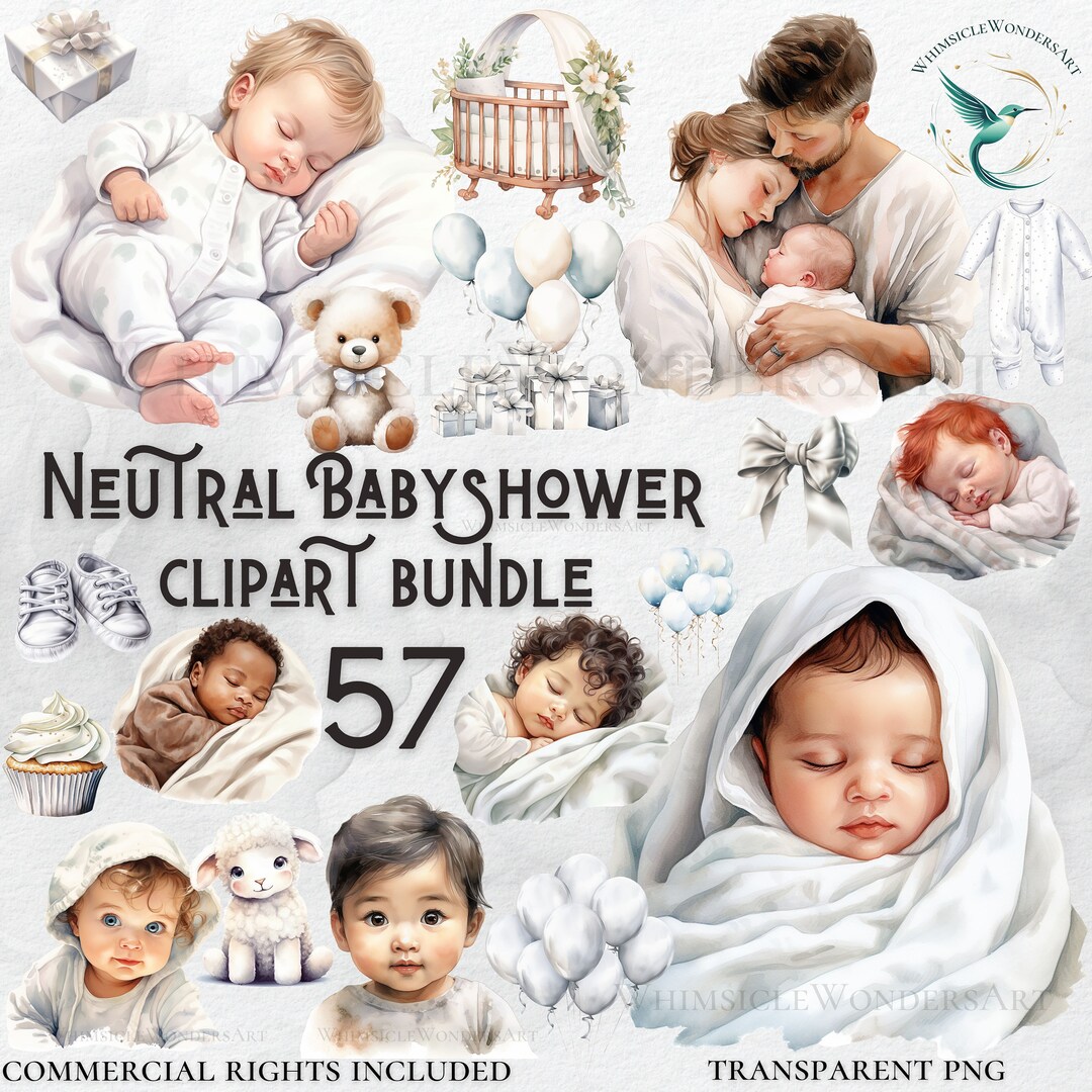 Neutral Baby Shower Watercolor Clipart Bundle (57 PNG) - Etsy