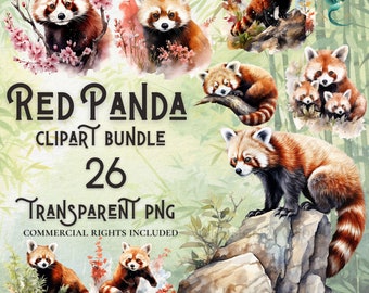 Red Panda Clipart Bundle, High-Quality PNG Images (Digital Download)