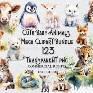 Niedliche Baby-Tiere Mega Clipart Bundle 123 hoher Qualität PNG digitaler Download kommerzielle Nutzung digitales Papier