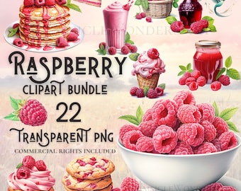Raspberry clipart bundle high quality PNG digital download commercial use digital paper crafting projects transparent background