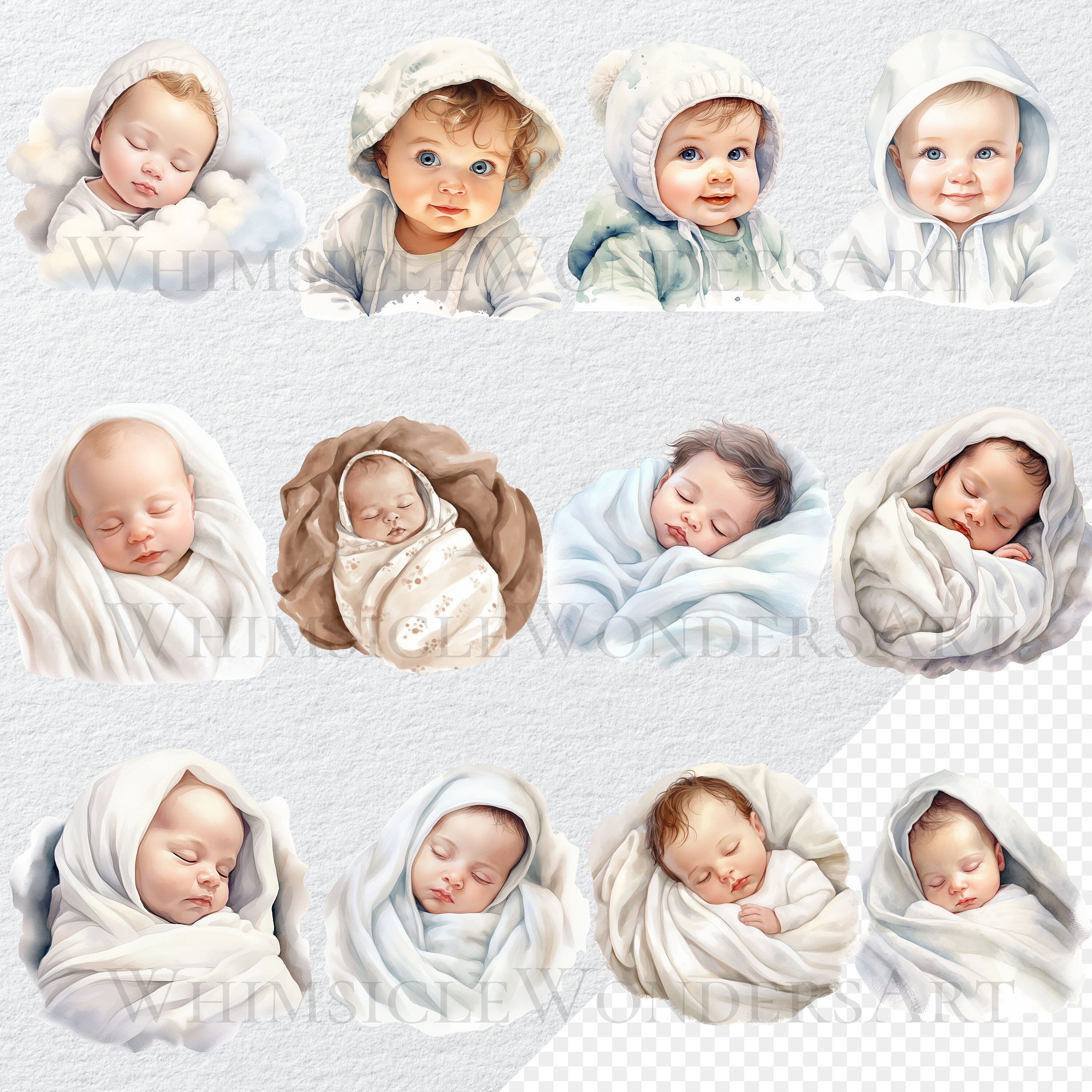 Neutral Baby Shower Watercolor Clipart Bundle (57 PNG) - Etsy