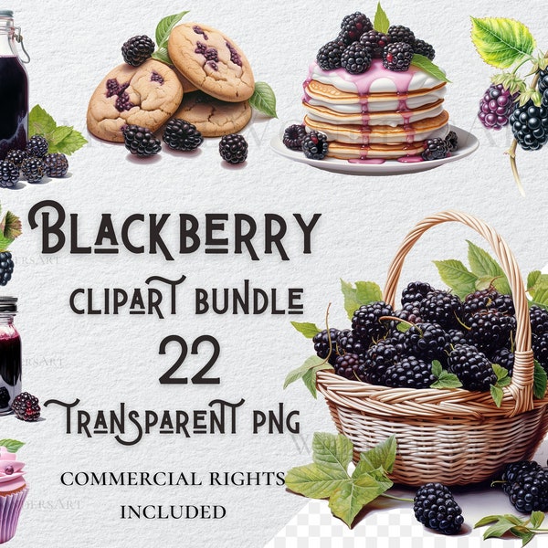 Blackberry Clipart Bundle hochwertige PNG digitaler Download kommerzielle Nutzung digitales Papier Handwerk Projekte transparenten Hintergrund