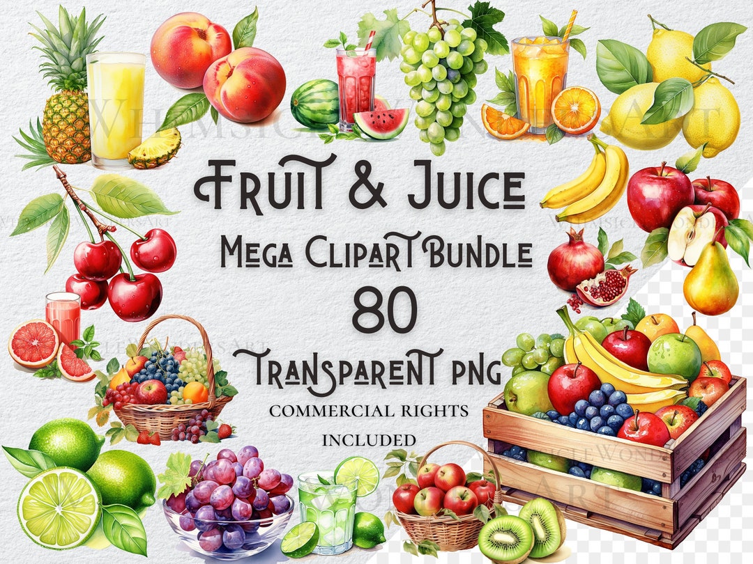 Watercolor Fruit Clipart Bundle, Commercial Use (PNG Digital Download ...