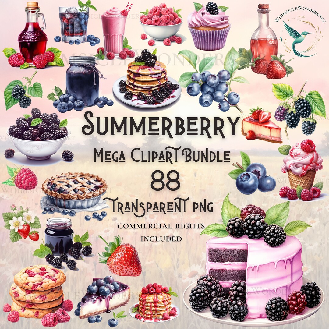 Summerberry Clipart Bundle High Quality PNG Digital Download Commercial ...