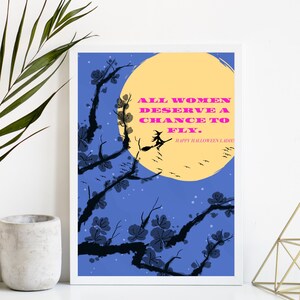 Vintage Witch Art: Cute Halloween Printable for a Girly Halloween Poster Gift or College Dorm Wall Art | Instant Download