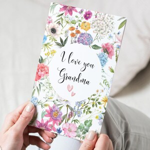 Cartão de Dia das Mães da Vovó | Feliz dia das mães | Melhor cartão de avó | Cartão dobrável floral | 5 x 7" | Para impressão